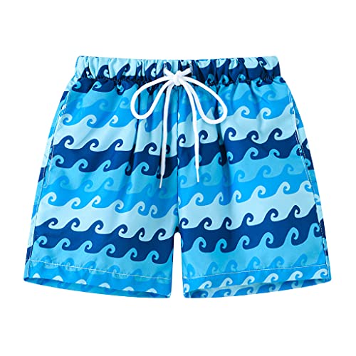 BLOMDES Boys Swimwear Beach Trunks Summer Shorts Beach Swimming Trunks Wave Blue for 6-7 Years Cover