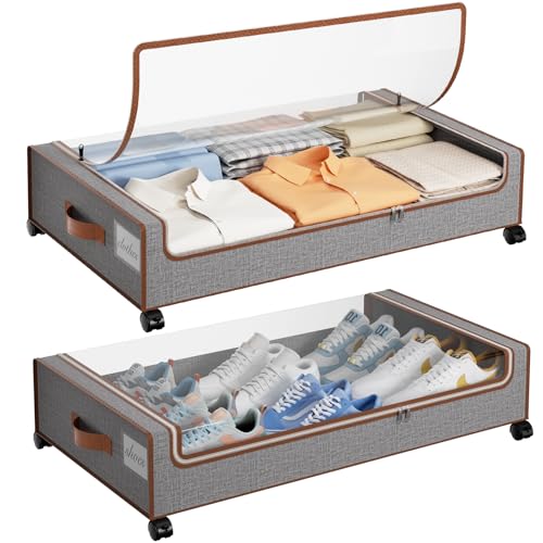 Yecaye Under Bed Storage with Wheels, 2 Pack Under the