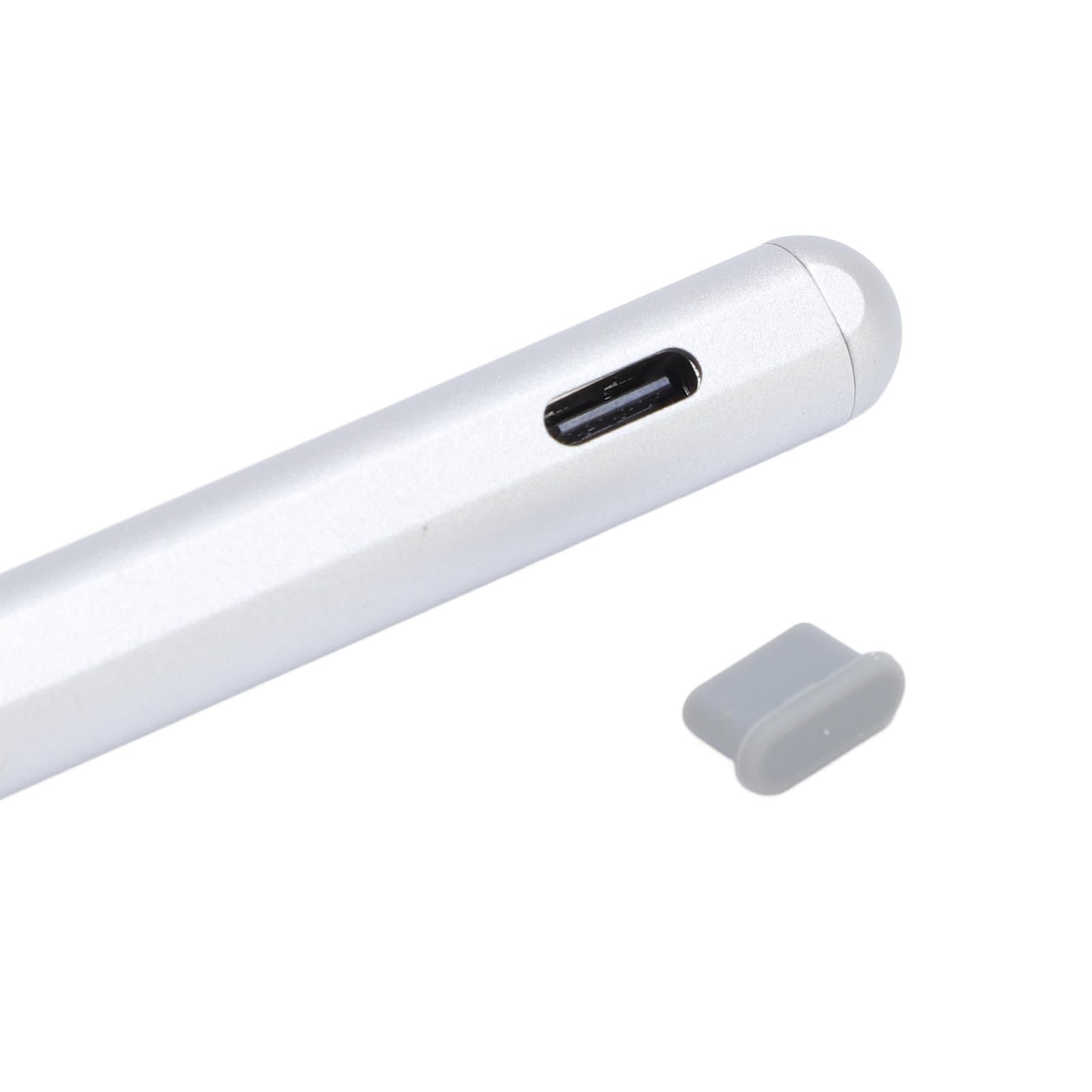 ASHATA Pennino per protocollo MPP2.0, Pennino capacitivo ricaricabile per touch screen, penna magnetica portatile, batteria integrata 130 mAh (argento)