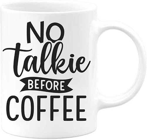 Miniatura 8 de No Talkie Before Coffee - Taza de té de doble cara de lujo de 15 onzas, color blanco