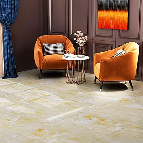 Livelynine Samoprzylepne płytki podłogowe 30 cm x 30 cm efekt marmuru przyklejane do płytek wodoodporne samoprzylepne winylowe płytki podłogowe do kuchni sypialni łazienki naklejki na płytki podłogowe, 4 Lino