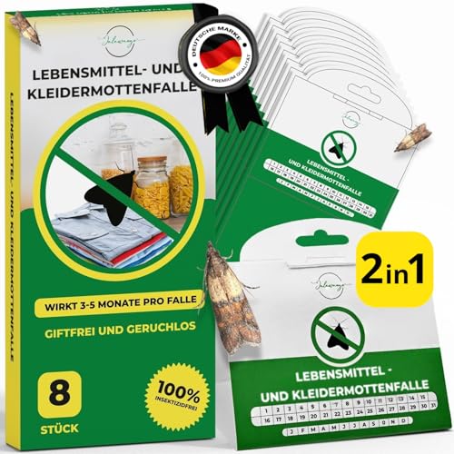 Jalawango Trampa para polillas 2 en 1 para alimentos y polillas de la ropa, 8 unidades, eficaz y duradera (3-5 meses), para ropa y polillas de alimentos, para armario de cocina