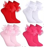Dioxay 4 Pairs Extra Fluffy Ruffles Socks for Toddler...