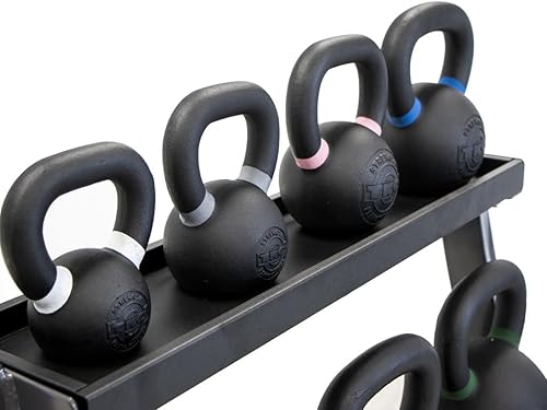 Miniatura 3 de Soporte técnico Knock Out de 3 niveles para pesas rusas | Perfecto para cualquier gimnasio en casa | Soporte de pesas negro | Mantén tu área de