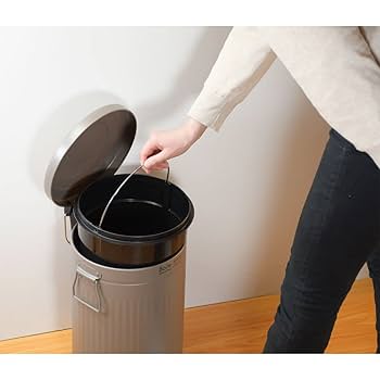 ブラッシュドステンレススチール製ラウンドステップカン（ペダル式ゴミ箱）12L ① ブラッシュドステンレススチール製ラウンドステップカン（ペダル