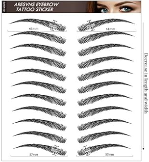 Eyebrow Tattoo 88 Pairs! Newly Improved 4D Tattoo Eyebrow,Popular Black Fake Eyebrows,Realistic Eyebrow Transfers Sticker,Suitable Sizes,Waterproof and Long-Lasting 3-5 Days Christmas Gift