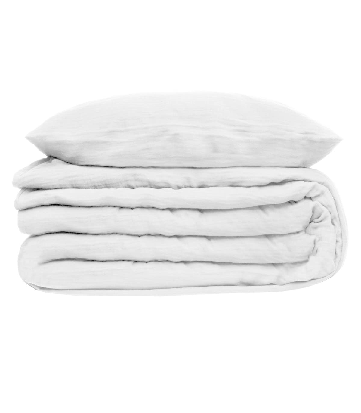 Parure de lit gaze de coton 260x240 cm blanche housse de couette