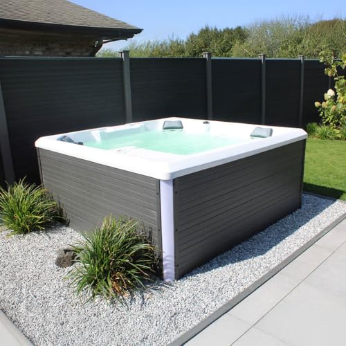 Home Deluxe - Outdoor Whirlpool - Stream Big Plus Treppe und Thermoabdeckung - Maße: 208 x 208 x 88 cm - Inkl. Heizung, 34 Massagedüsen und 4 äußeren Lichtquellen I Außen Whirlpool Spa für 5 Personen – Bild 3