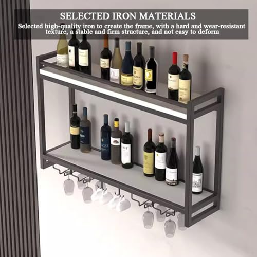Porte-bouteilles en métal industriel et étagères suspendues pour un design moderne - 5