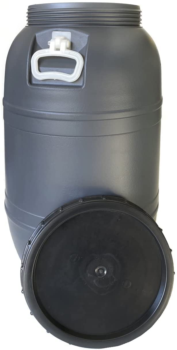 Mugar - Bidons de 65 litres en PVC - Homologués pour usage alimentaire - Avec fermeture hermétique à vis et poignées - Bidon alimentaire gris
