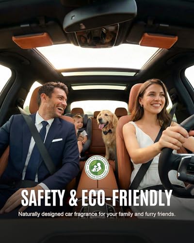 Image of Natural Wooden Car Air Freshener for Visor Clip- Natural Teak /Cabana /Amber Scents, Long-Lasting Odor Eliminator with Metal Clip, 3 Refillable Wood Chips for Cars /Trucks /SUVs