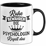 Psychologin Tasse Geschenk Ruhe Bewahren Die Psychologin Regelt Das Geschenkidee Geburtstag Kaffee-Becher (Schwarz)