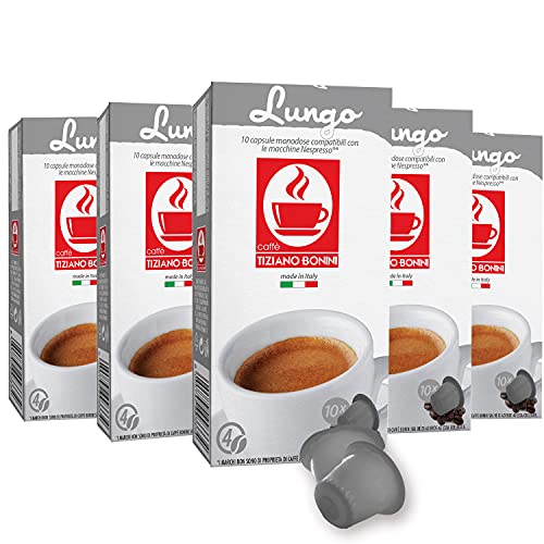Caffe Bonini Nespresso Compatible Gourmet Espresso Capsules, for Original Line Nespresso Machine,50 Count (Lungo - Intensity 4)
