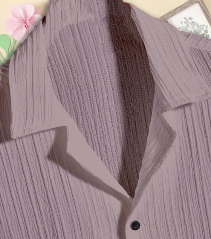 Image of Vikita Enterprise Kid Boy's Cotton Solid Shirt with Spread Collar Neck Half Sleeves Button Closure Curved Hem Length | Shirt For Kids Boys