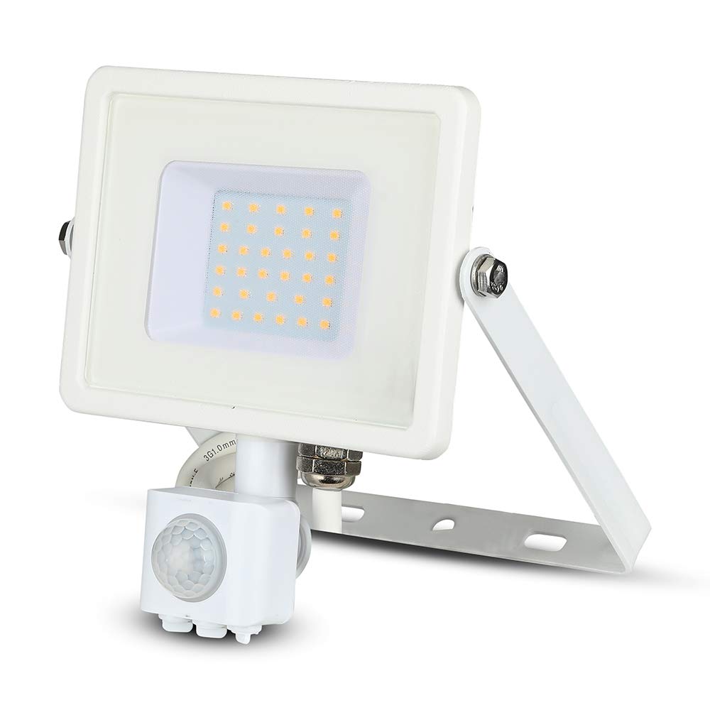 V-TAC VT-30-S-W LED Chip Samsung 30 W Spot Light with Motion Sensor and Twilight and Manual Blocking Switch White 6400 K IP65