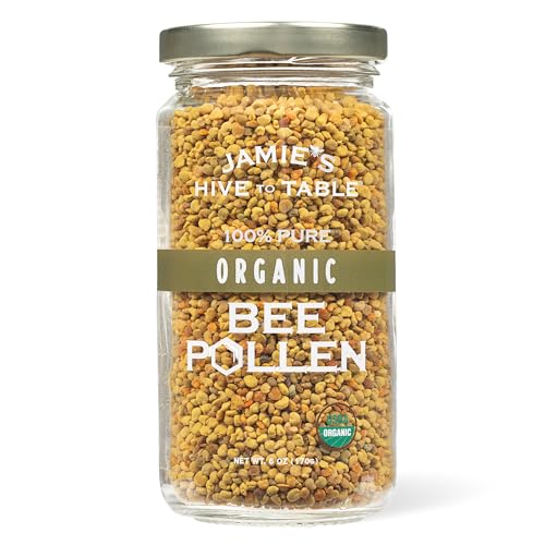 Jamie’s Hive to Table Organic Bee Pollen, 6 oz - 100% Pure, Raw & Natural Superfood, Premium...