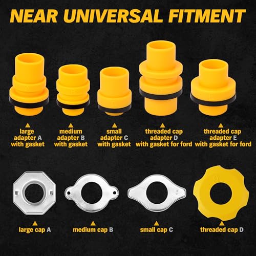 Image of ELEAD No-Spill Coolant Funnel Kit - 19-Piece Radiator Funnel burping kit, coolant Bleeder kit, Extra Funnels and Adapters for Universal Vehicle