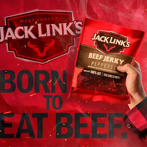 Jack Link's Beef Jerky, Peppered, Half Pounder Large Jerky Bag - Flavorful Meat Snack, Ready to Eat Protein Snacks with 9g of Protein per Serving, Made with 100% Beef