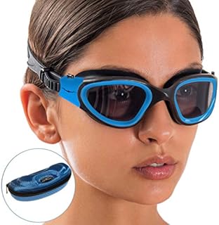 AqtivAqua Swimming Goggles Swim Goggles for Adults Men Women Kids Youth Girls Boys Children DX (Blue, Shade)