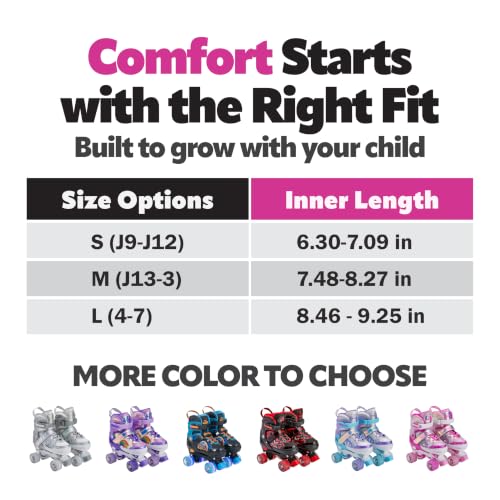 Image of Chicago Skates Glitzy Kids Roller Skates Unicorn - Adjustable Roller Skates Girls Boys, Light-Up Wheels, Durable Beginner Quad Skates, Front Stopper, Comfortable, Smooth Rolling, Indoor Outdoor,Age 3+