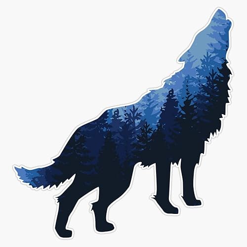 Vinilo impermeable con diseño de lobo bosque, para coche, laptop, ventana, 5 pulgadas Vinilo impermeable con diseño de lobo bosque, para coche, laptop, ventana, 5 pulgadas