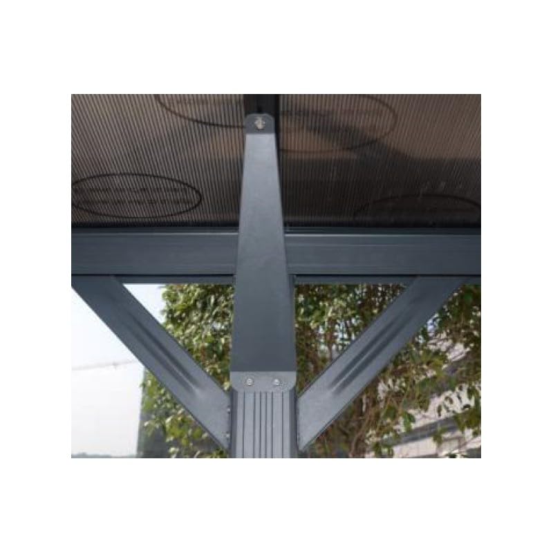 Carport Autoportant en Aluminium et Polycarbonate 19,41m² | Protection Véhicule Anthracite avec Kit d'ancrage | Structure Robuste 6mm, Anti-UV, Gouttières Incluses