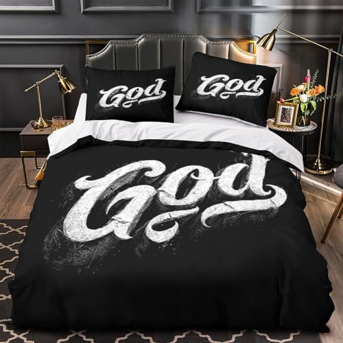 Housse de couette imprimé 3D microfibre hypoallergique 140x200 pour lit single