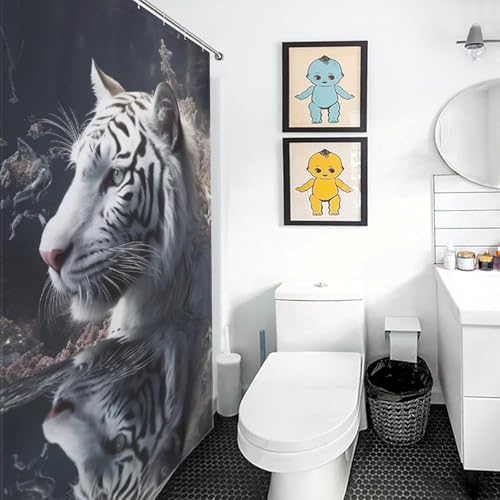 Rideau de douche tigre en polyester 152x183 cm avec 12 crochets