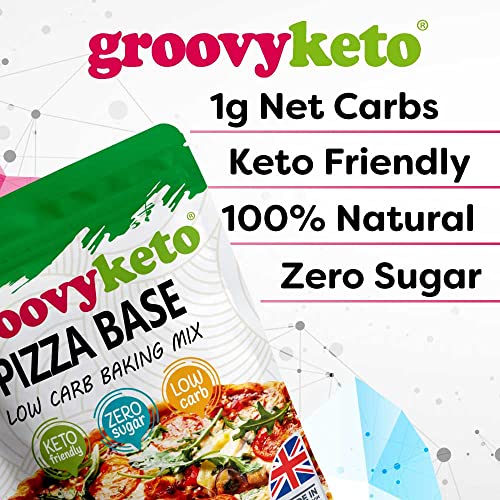Groovy Keto Pizza Base Mix (Makes 2 bases) | Low Carb | Keto Friendly | High in Fibre | Only 1g Net Carbs Per slice | Keto Baking Mix, Diabetic Friendly - 260g Pouch