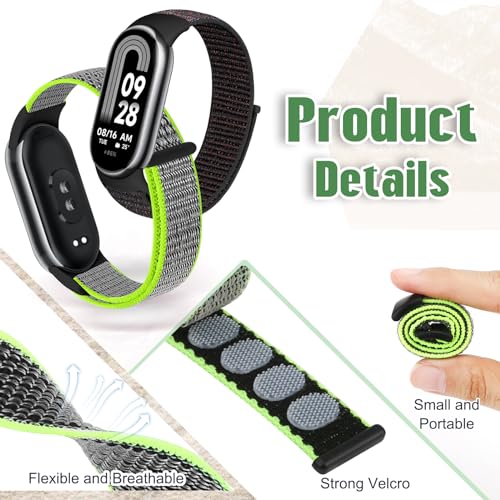 Image of Nylon Sport Band Compatible with Xiaomi Smart Band 10 /9 /8 for Women Men, Soft Adjustable Breathable Sport Loop Watch Strap Replacement Wristband for Xiaomi Mi Band 10 /9 /8, 3pcs