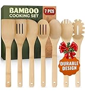Wooden Utensil Set, Bamboo Wooden Cooking Utensils, Kitchen Gift Ideas – 7 PCs Easy to Clean Wood...