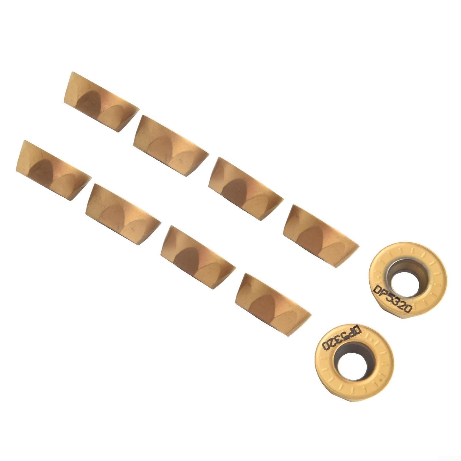 RPMT1204-M-C DP5320 Lot de 10 inserts de fraisage ronds en carbure CNC pour acier, porte-outils indexables compatible avec SRDPN/SRAPR/EMR 6R