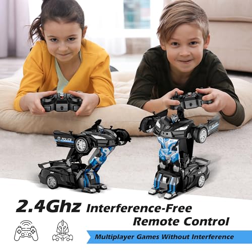 Toforo Remote Control Car, Transform Robot Rc Cars, 2.4Ghz 1:18 Scale Transforming Police Toy Cars With One-Button Deformation And 360° Rotating Drifting, Gift For Kids 8-12 Boys Girls thumb #1