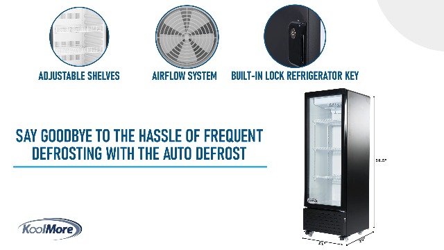 Image of KoolMore 23 in. One Glass Door Commercial Display Merchandiser Refrigerator Cooler in Black, ETL Listed, 10 cu. ft. (KM-MDR-1GD-10C)