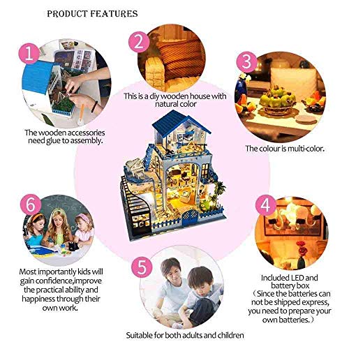Miniatur DIY Puppenhaus Kit, DIY Haus Treffen Sie Sich Wieder die Ägäis Sea Villa Kreatives Geschenk, Holz Puppenhaus… – Bild 7