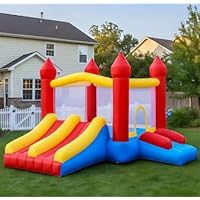 Bounce House with Double Slide,Large Jump House for Kids Inflatable Bouncer with Air Blower Indoor/Outdoor Bouncy Castle for Backyard,Park & Birthday Parties (Bounce House with Dual Slide)