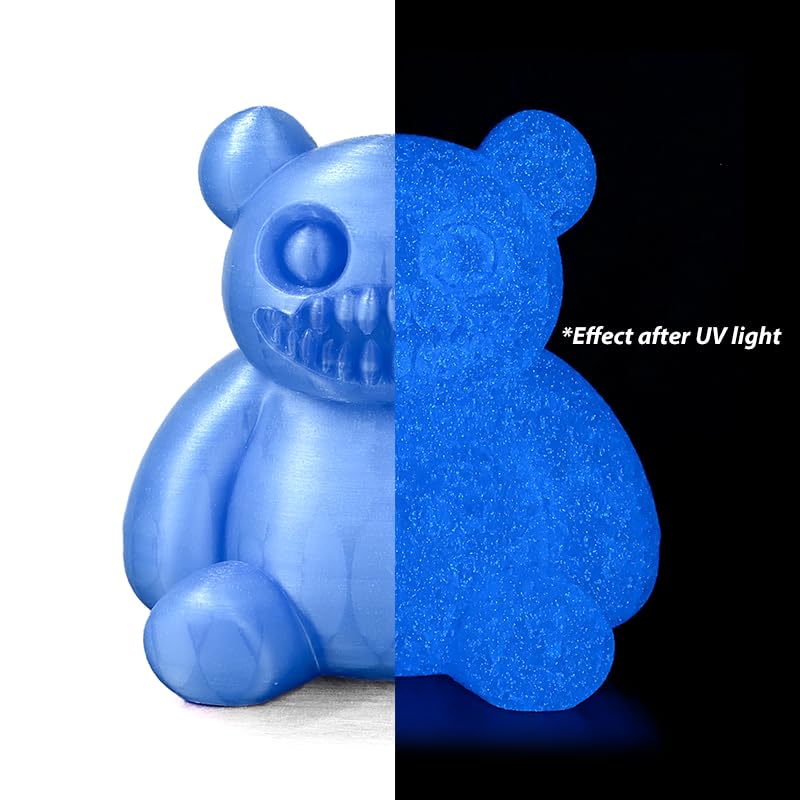 Image of Glowworm Firefly Blue Glow in Dark PLA 1.75mm 1kg Luminous 3D Filament FDM | Glitter Sparkle firefly blue UV activated Bright night printing Hide layer 1kg spool 2.2lbs for Printer Bambu Flashforge