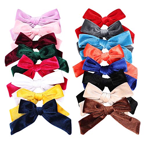 Oaoleer Big Velvet Hair Bows Girls, 5 inch 16pcs Alligator Hair Clips Barrettes Accessories for Girls Toddlers Teens