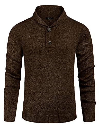 Coofandy Men Designer Shawl Collar Sweater Fall Casual Cotton Knit Pullover Sweater #TOP13