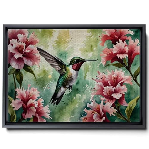 Hummingbirds Wall Art & Decor, Watercolor Hummingbirds Art Print, Vintage Bird Wall Art, Hummingbird Pictures for Wall, France Country Botanical Flower Painting, Canvas Prints, Wall -  NTHTFUNNYY HANA
