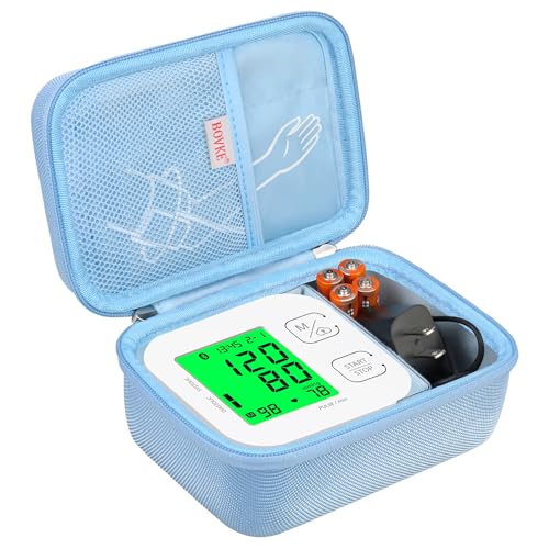 BOVKE Carrying Case para Track Smart Monitor de presión arterial del brazo superior, Bluetooth caja de la máquina de presión arterial, Azul