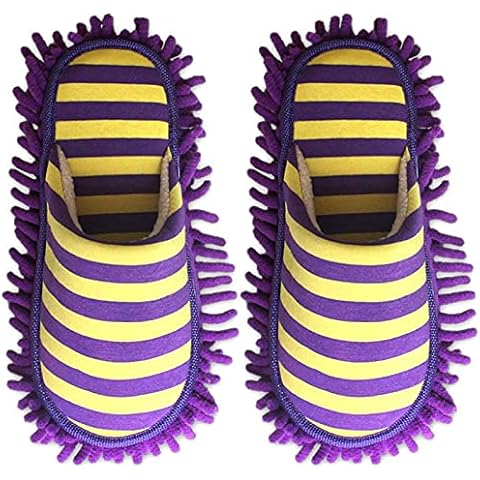 ACRISHAGN Mop Slippers Detachable Cleaning Tool Slippers Stripe Anti-Slip Mopping Shoes Microfiber Floor House Slippers Cover