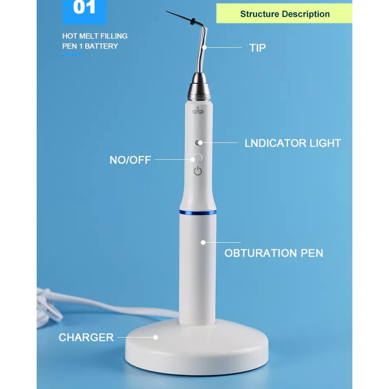 Kit Endodonzia AZDENT A-BLADE II - 4 Punte Per Taglio Guttaperca E Gengiva - Senza Fili