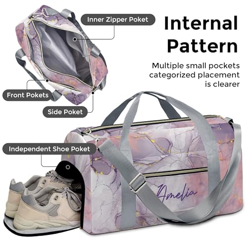 HUTARIO Personalized Duffle Bag for Women, Girl Sport Gym Dance Bag Travel for Weekender Overnight3