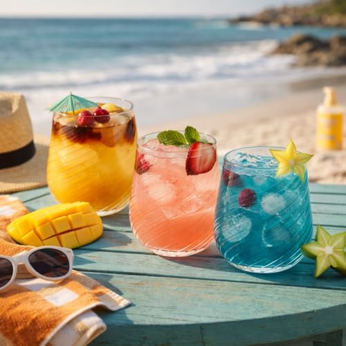 Image of Oojami 40 Pack 12 oz Disposable Wine Glasses Stemless Ribbed Plastic Cups