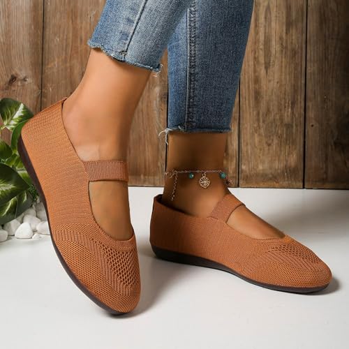 Women's Ballet Shoes Comfortable Slip on Round Toe Knit Flat Casual Shoes for Walking Driving Dressy Wide Toe Box Mary Jane Flats Comofortable Knitted Office Work Woman Ballerina Flat3