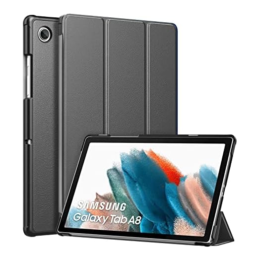 MoKo Case Fits Samsung Galaxy Tab A8 10.5-Inch 2021 (SM-X200/SM-X205/SM-X207), Lightweight Slim Shell Shockproof Back Stand Cover with Auto Wake/Sleep, Space Gray