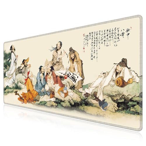 Tapis de souris géant Huit Immortels pour grand bureau de travail