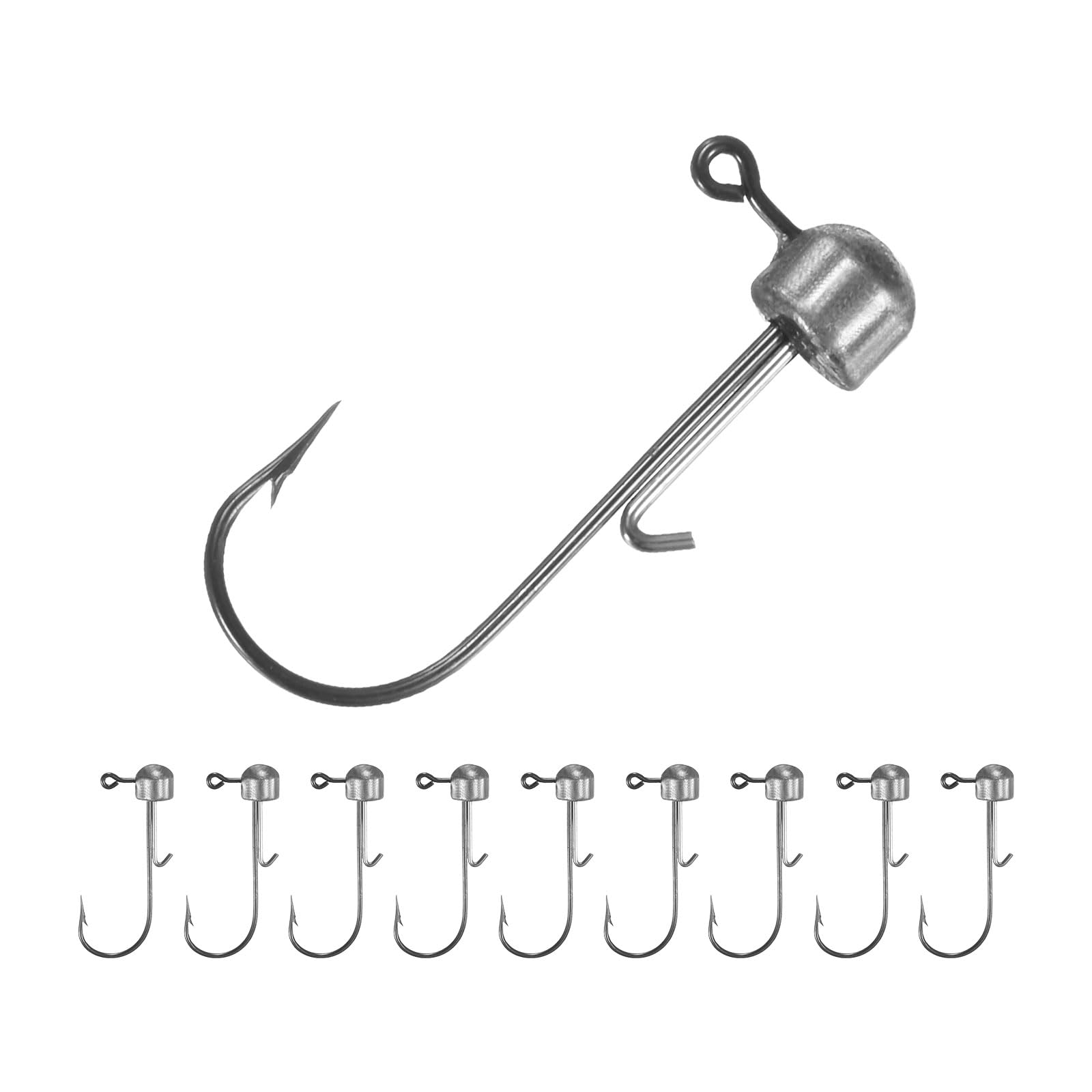 TIXIPEM 1/18 oz Ned Rig Jig Heads [10PCS] - Mushroom Head Shroom Jigs Use for Bass Fishing&Finesse Fishing - [Silver-1.2IN] Jig Heads