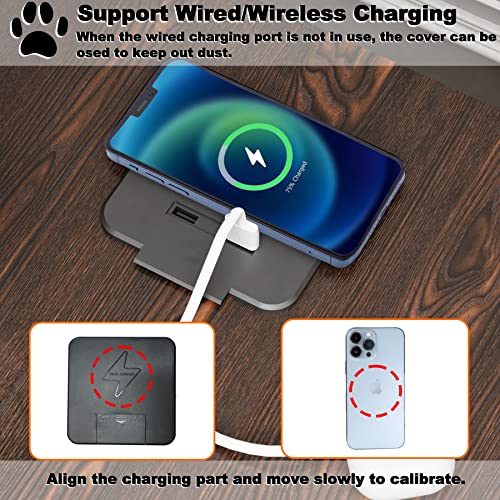 Piskyet Wooden Dog Crate With Storage Drawer&Cushion&Tray, Support Wired/Wireless Charging-Marble White #TOP2